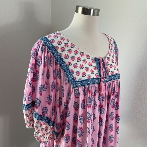 Old Navy Womens Plus 3X Elbow Length Split Neck Floral Poet Swing Blouse Shirt - Picture 4 of 12